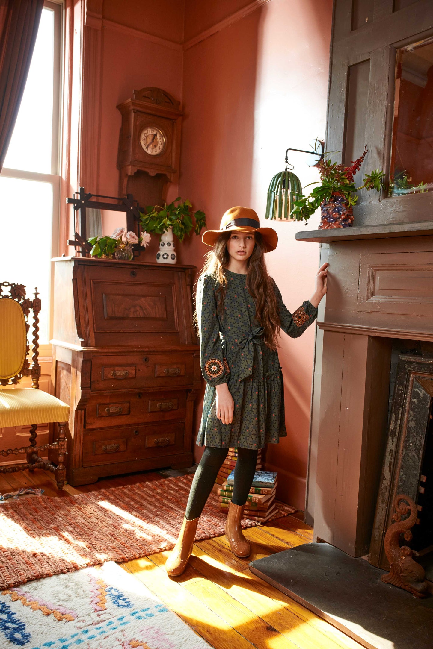 Hunter Triangle and Embroidered Sleeve Dress 1910