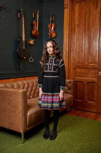 Neon Colorful Embroidered Dress 1986