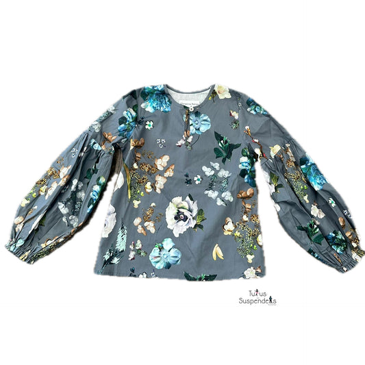 Grey Floral Bubble Long Sleeve Top 437