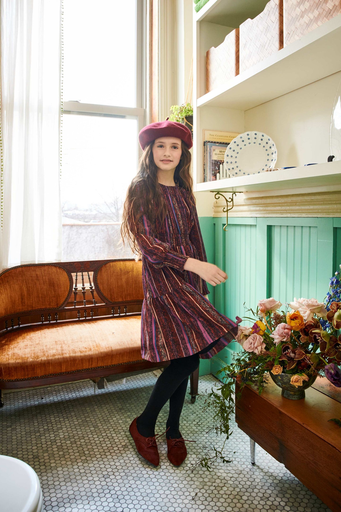 Vertical Striped Shirred Dress 2026