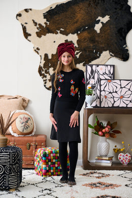 Butterfly Embroidered Knit Dress 2170