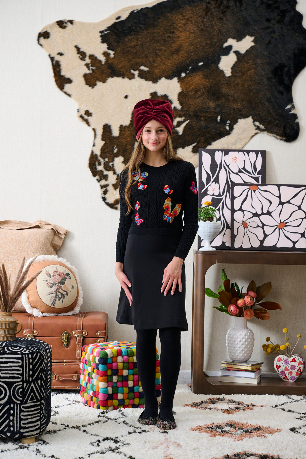 Butterfly Embroidered Knit Dress 2170