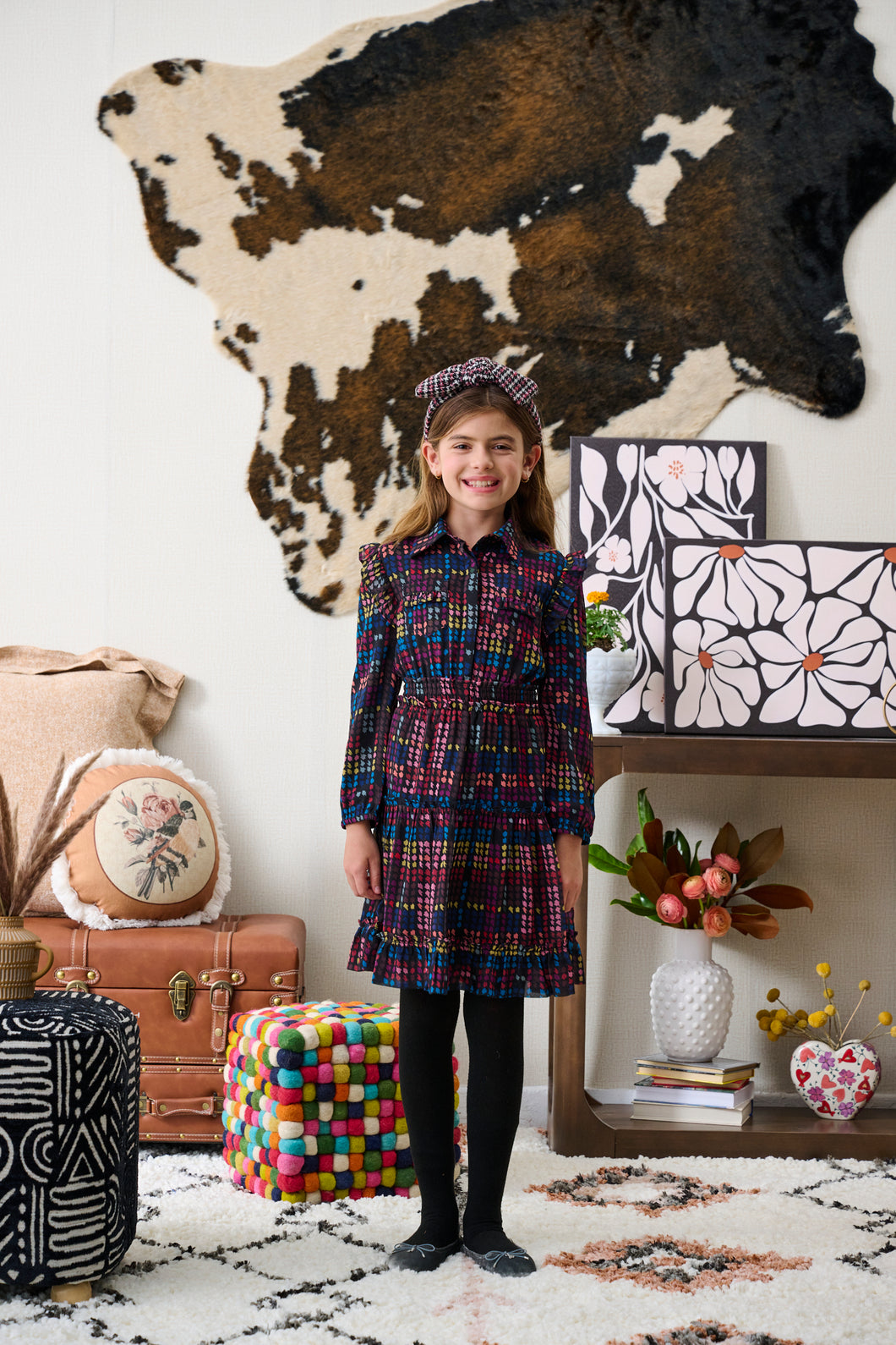 Multicolor Chiffon Collared Dress 2221