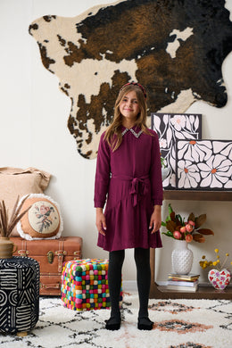 Maroon Dress w/ Embellished Collar 2263