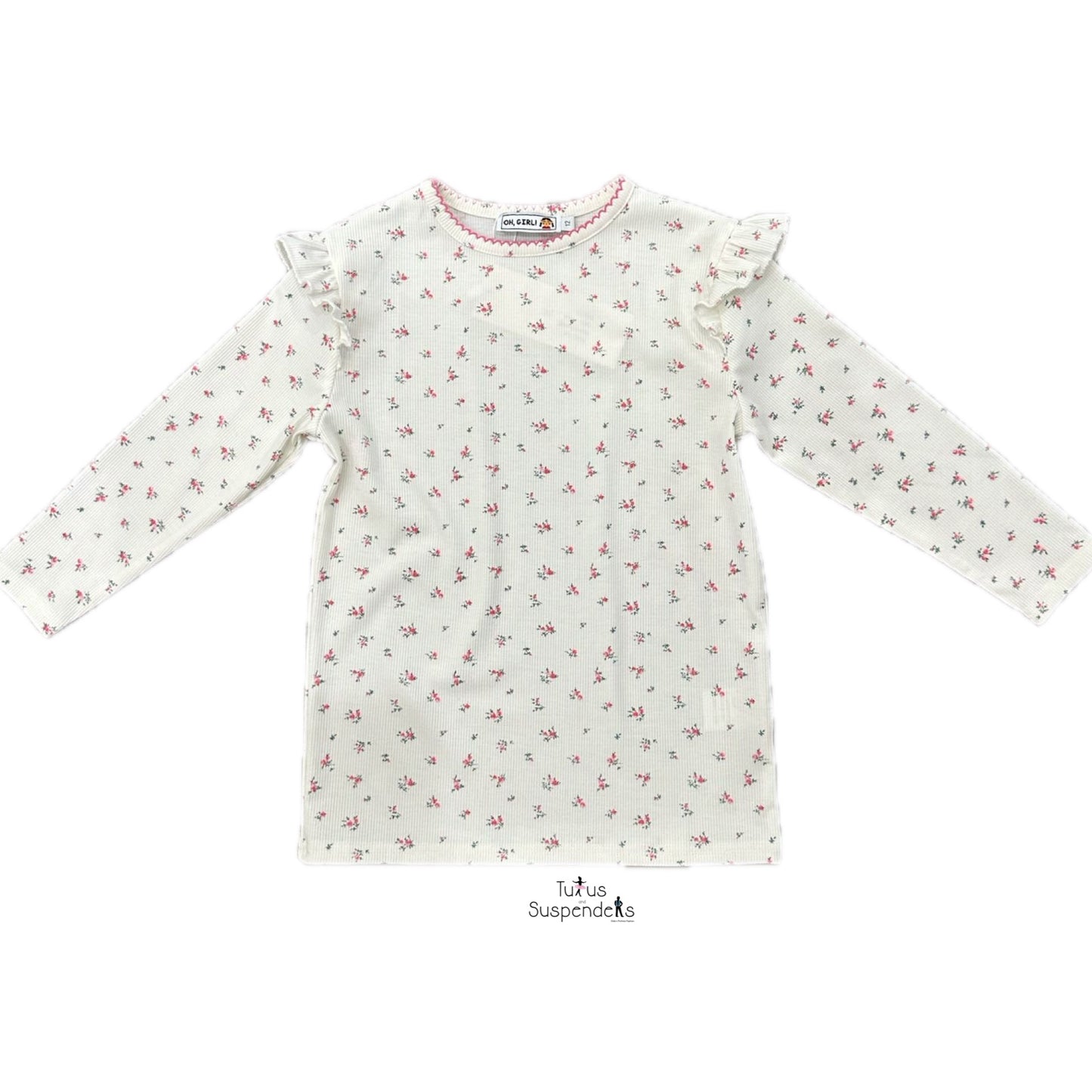 Floral Print Ribbed Top M-5720