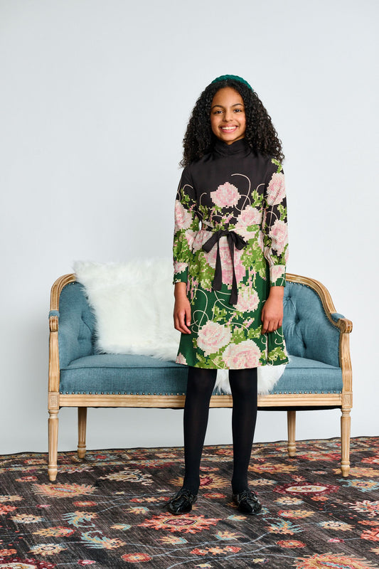 Pink/Green Floral Print Dress 2494