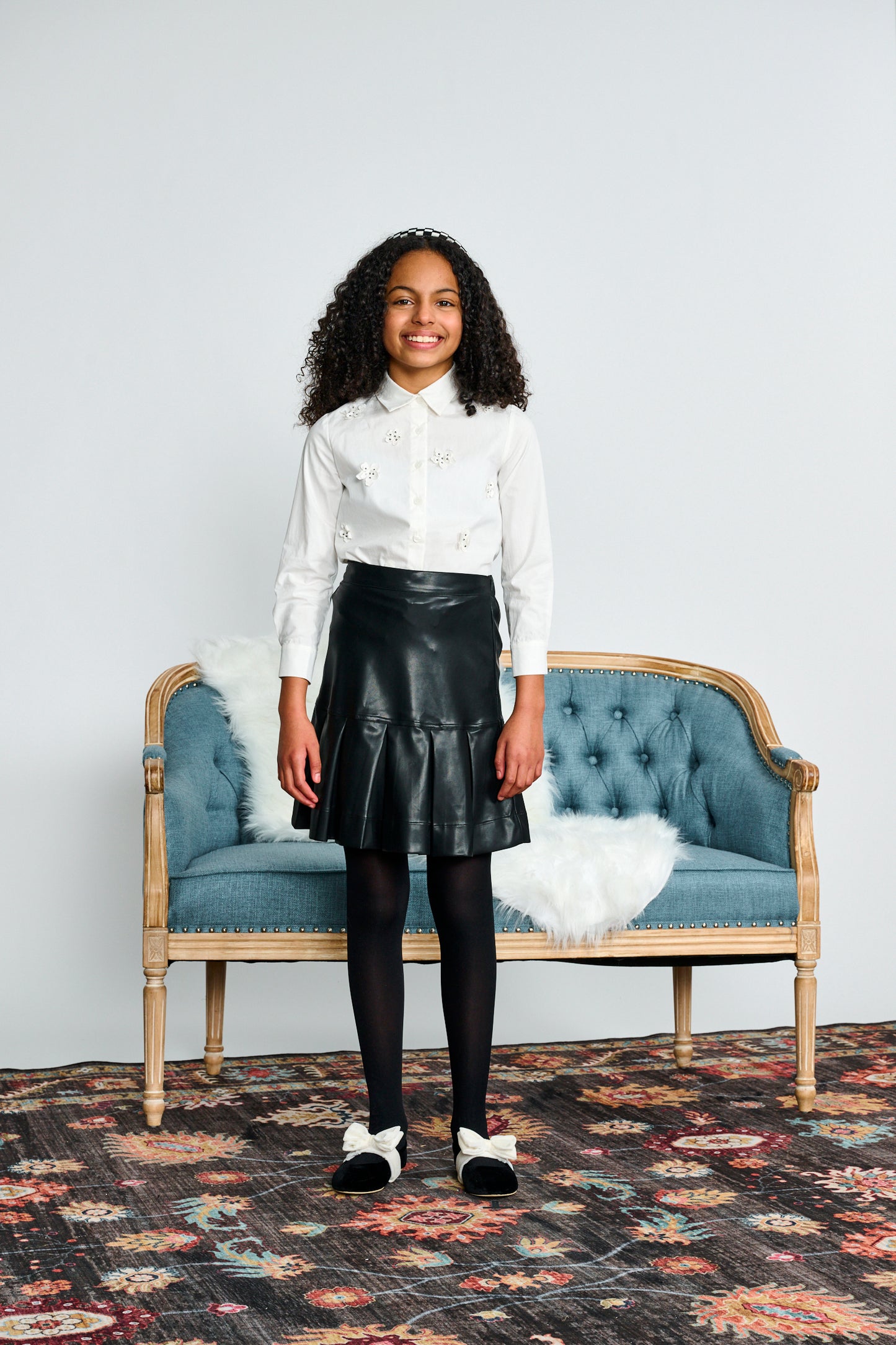 Black Leather Pleated Skirt 2559