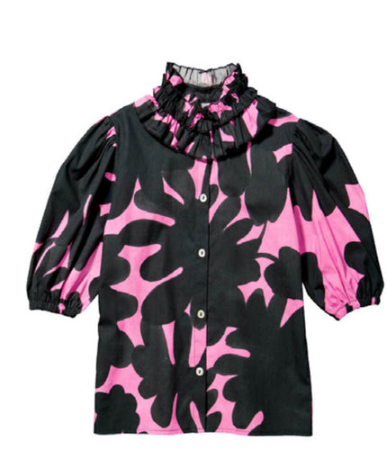 Pink and Black Blouse N0436