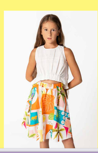 Orangey Print Skirt SKL0007
