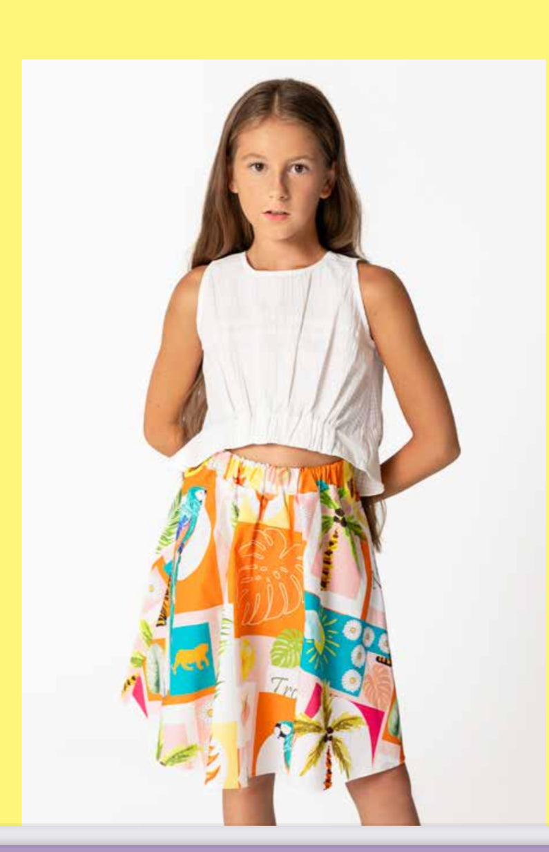 Orangey Print Skirt SKL0007