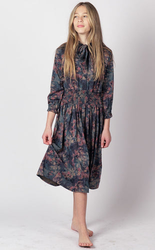 D-1944 Floral Silk Dress