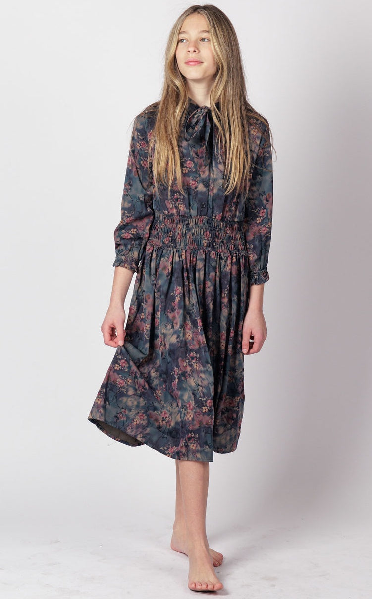 D-1944 Floral Silk Dress