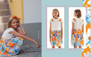 Orangey Floral Skirt SK07389