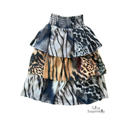 Ariella Animal Print Multi Tiered Skirt J252-995