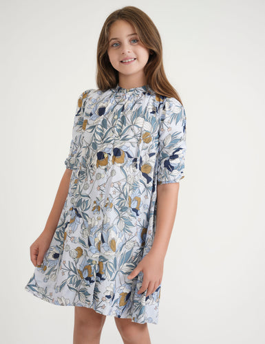 Blue Foral Swing Dress GS24055-A