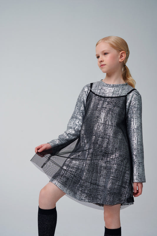 DSL0595 Grey Combined Dress