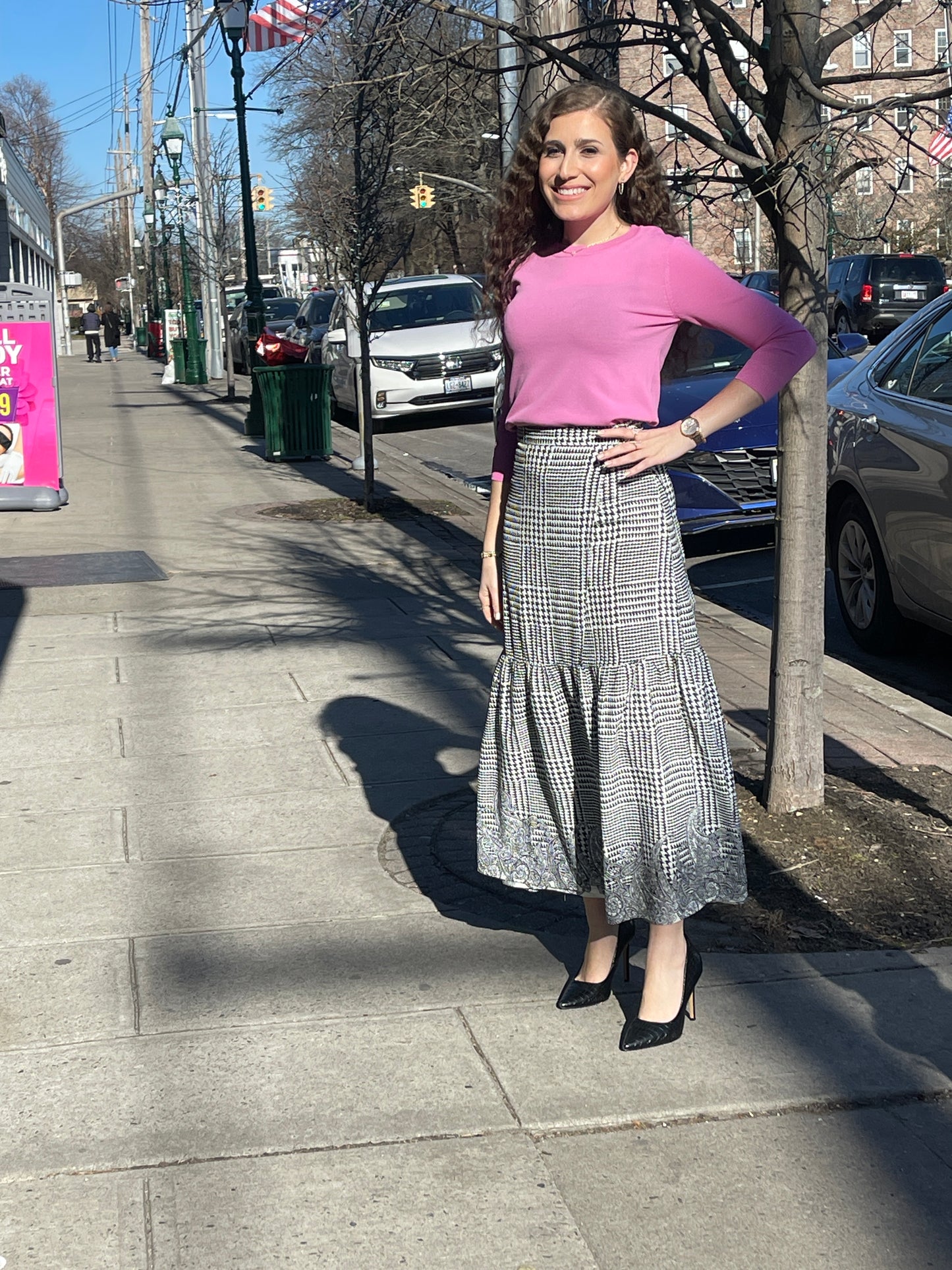 Faux Wrap Midi Skirt TS205