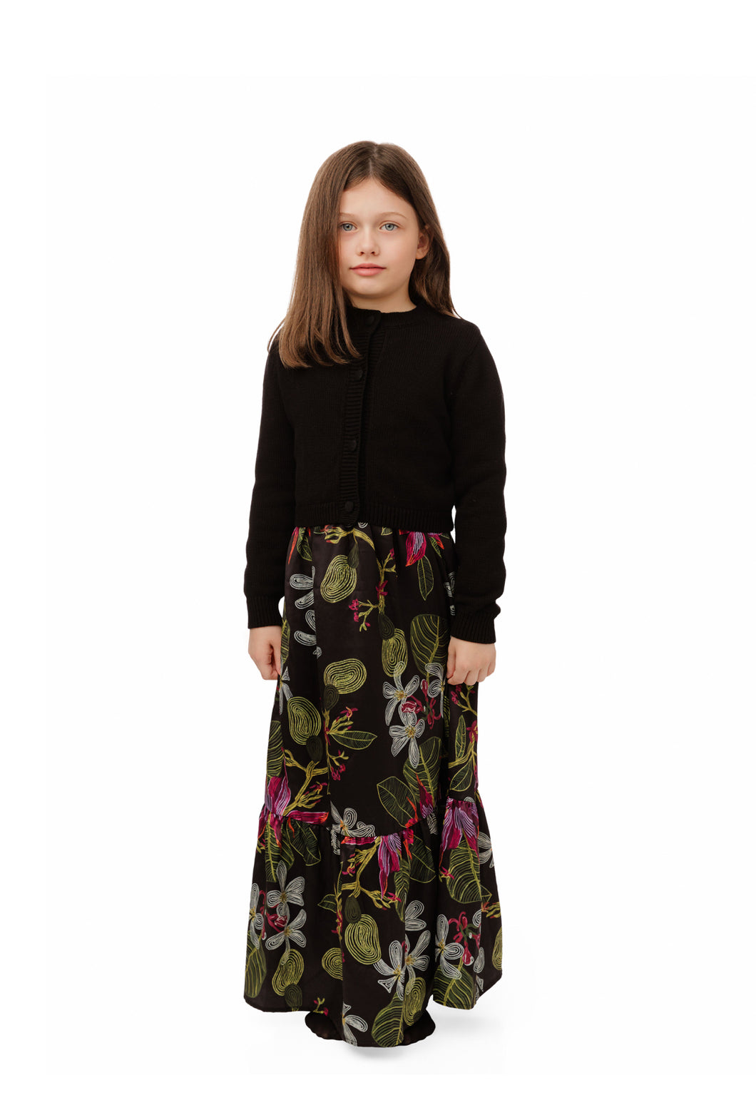 Black Overlay Multicolor Dress GW5619D-A