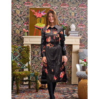 Print Button Down Trench Dress T-1138