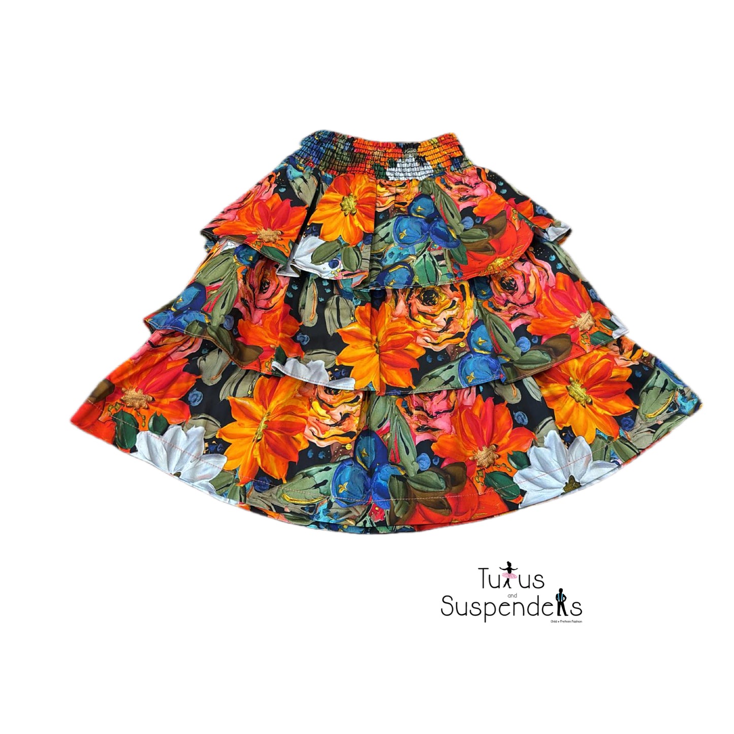 Ariella Floral Print Multi Tiered Skirt J261-995