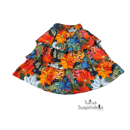 Ariella Floral Print Multi Tiered Skirt J261-995