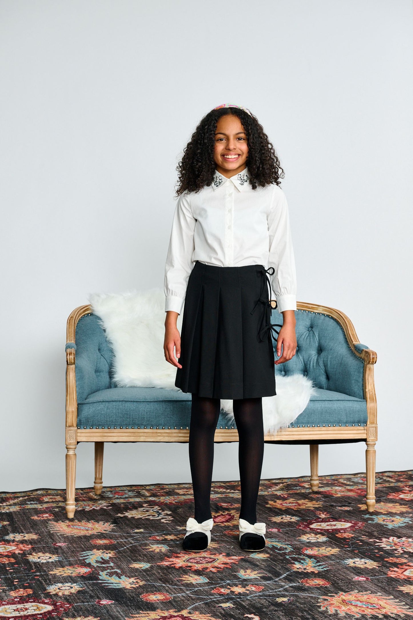 White Button Down w/ Sequin Collar 2556