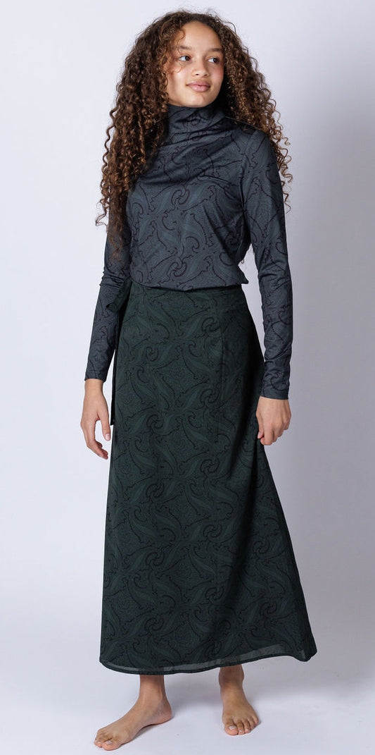 D-1923 Printed Wrap Skirt