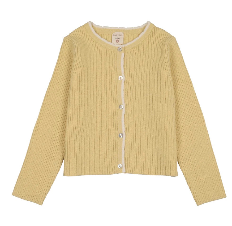 Scallop Rib Cardigan-Yellow SSRC