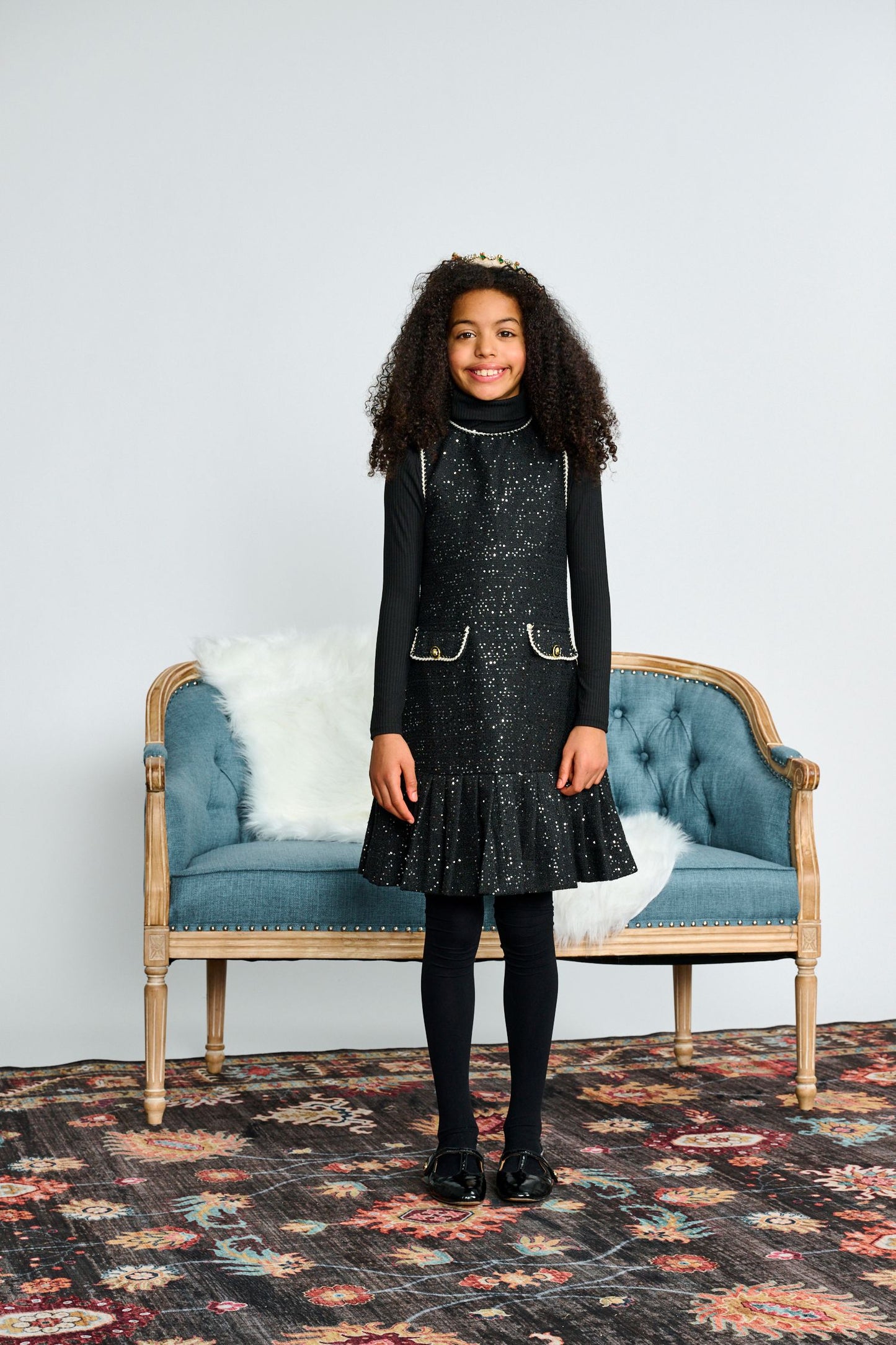 Black Sequin Accent Jumper 2541