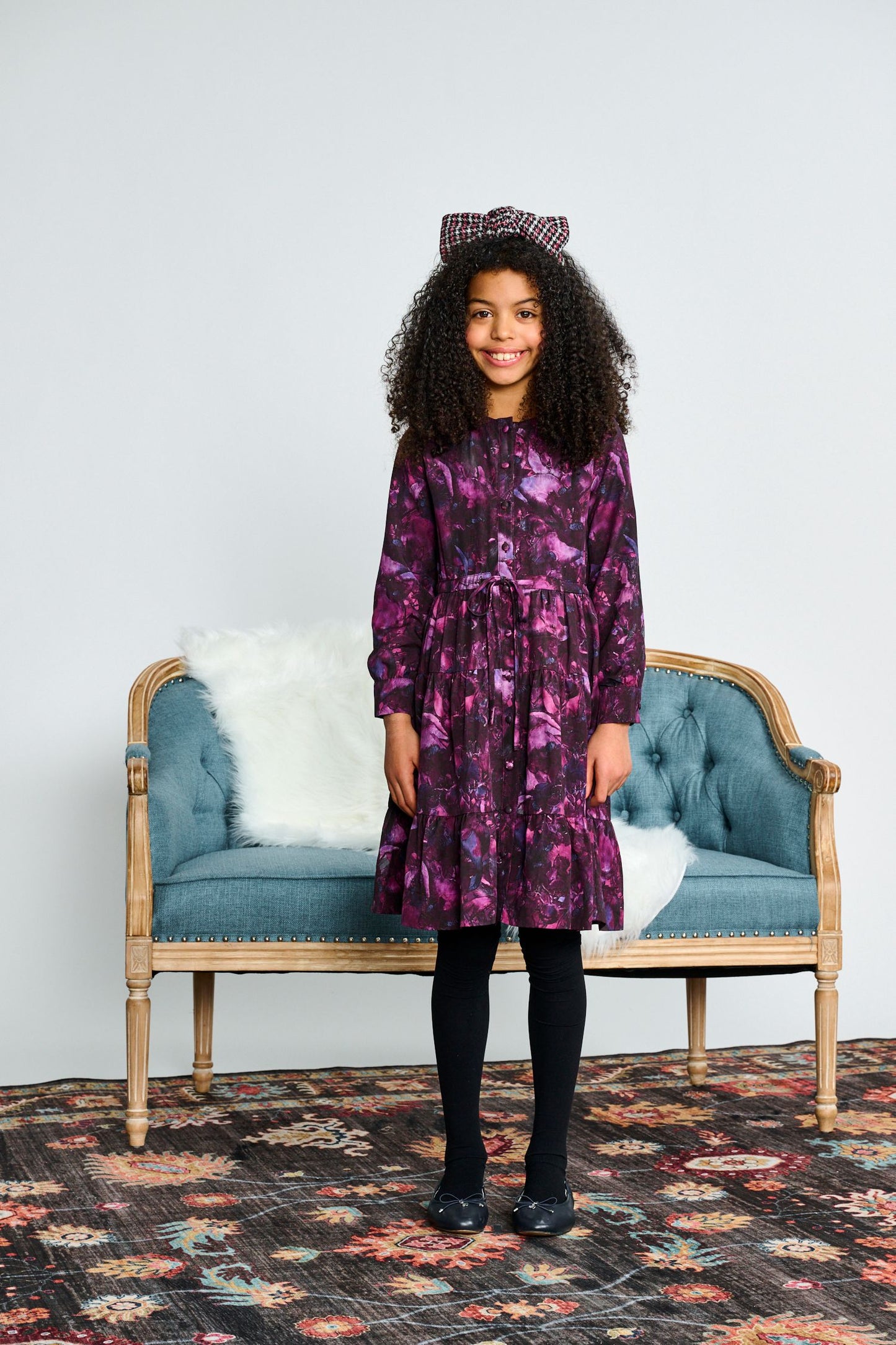 Plum Violet Print Dress 2591