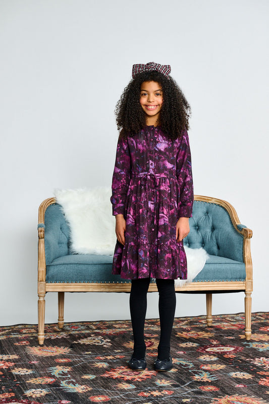 Plum Violet Print Dress 2591