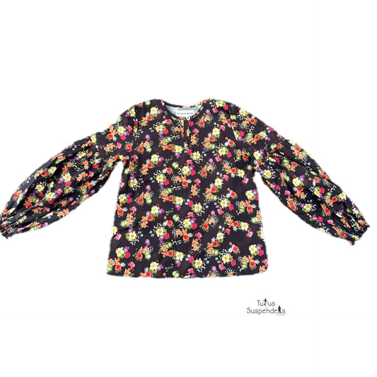 Black Floral Bubble Long Sleeve Top 437