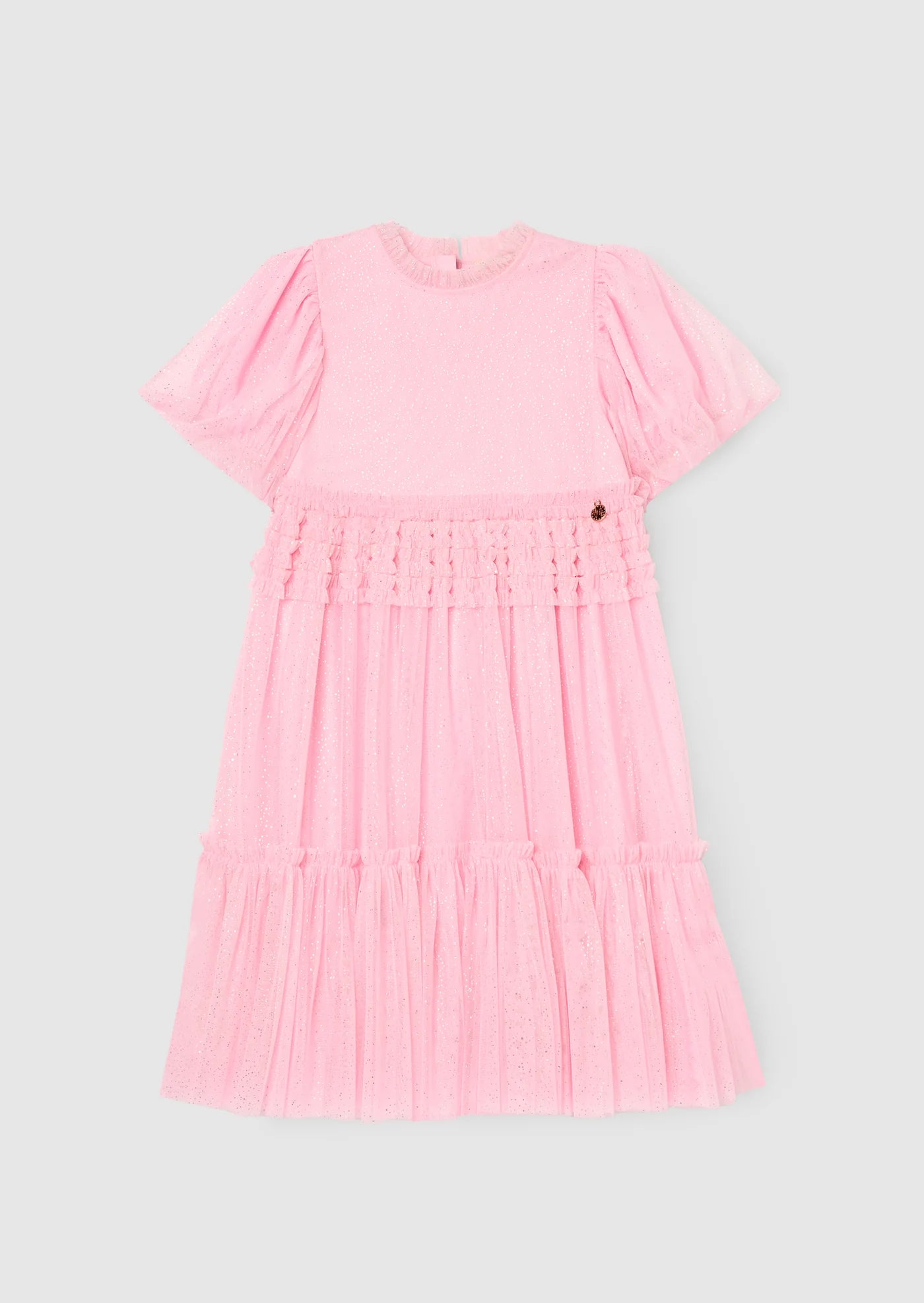 Madison Puff Sleeve Ruffle Waist Mesh Dress AR0431