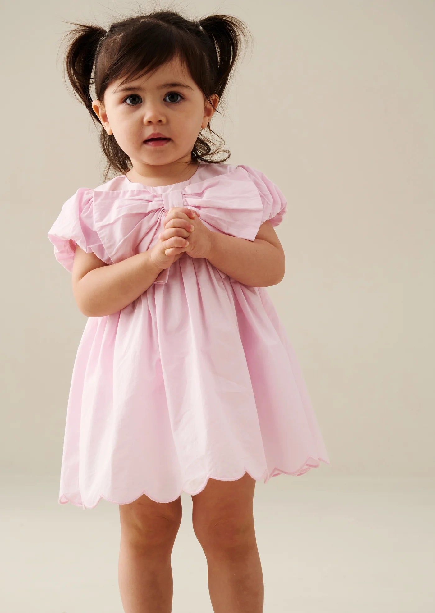 Rosie Bow Puff Sleeve Scalloped Dress and Bloomer AR8582