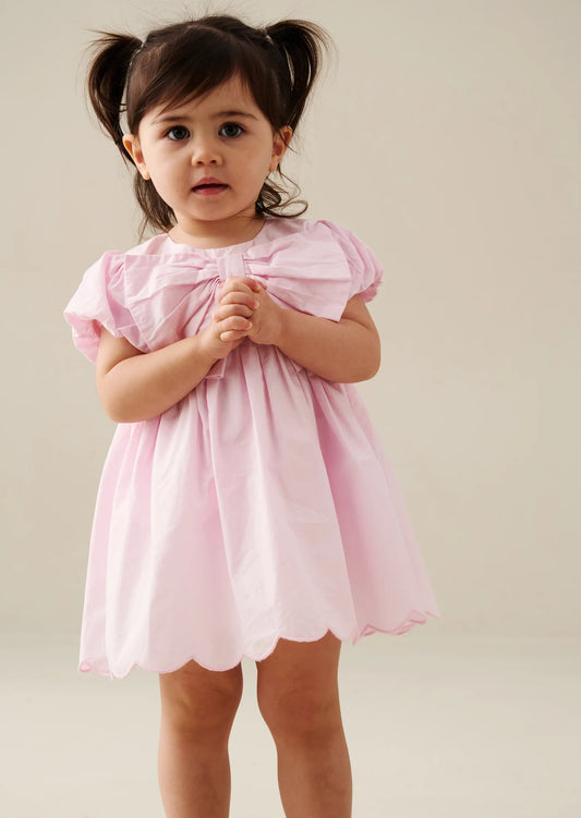 Rosie Bow Puff Sleeve Scalloped Dress and Bloomer AR8582
