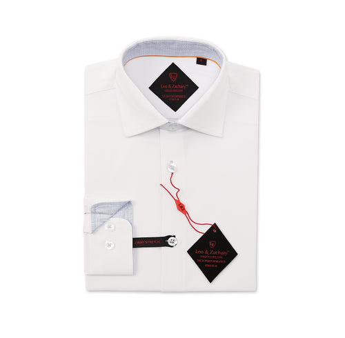 White/ Lt. Blue Performance Tech Stretch L/S Dress Shirt ts 510