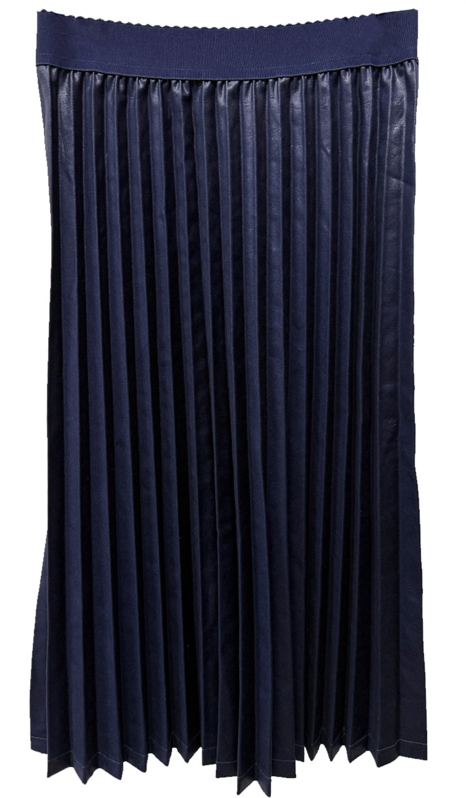 D-1915 Navy Pleated Pleather Skirt