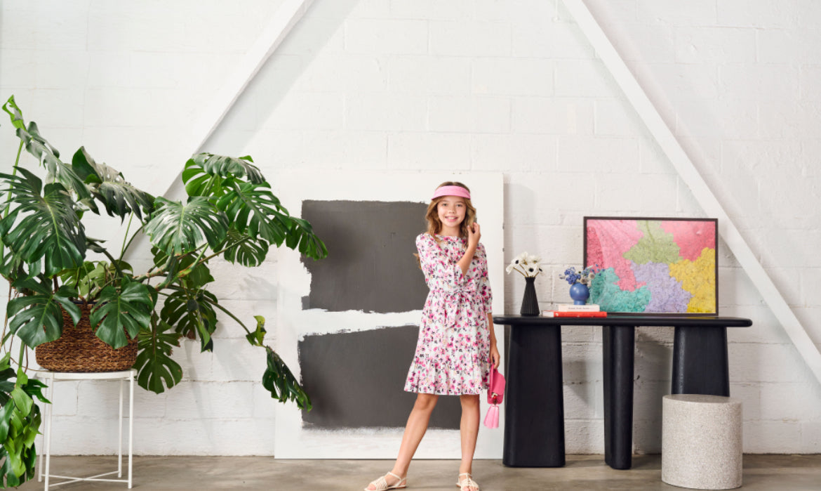 Pink Floral Shimmery Dress 1819