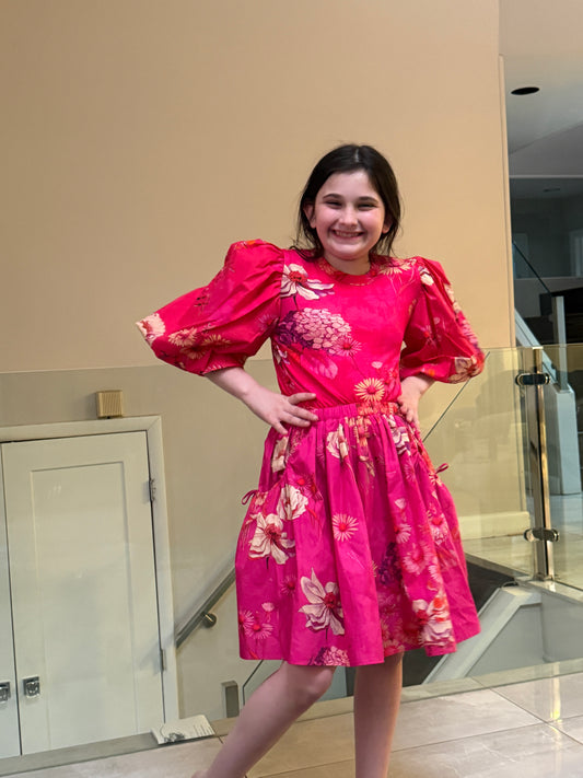 Floral Bubble Elbow sleeve Top