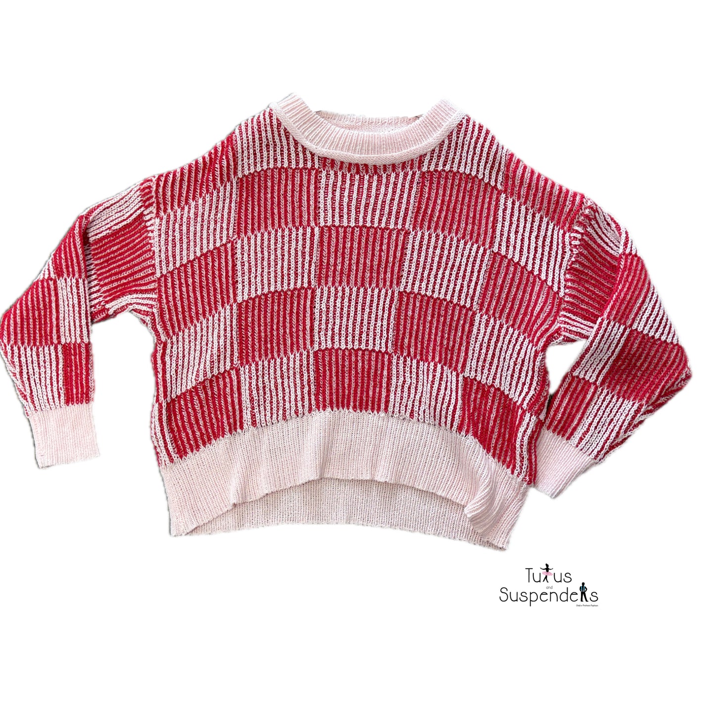 Chenille Checker Crewneck Sweater LD15840