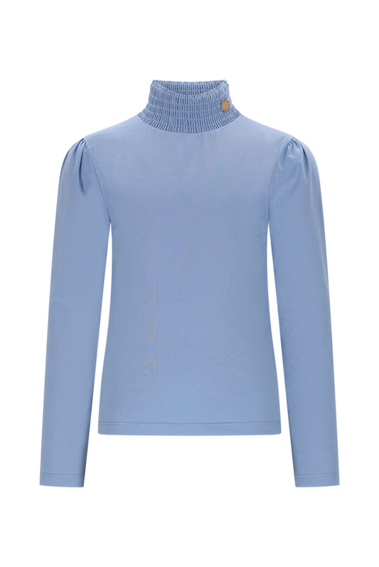 C508-5420 Smocked Collar Mockneck Shirt