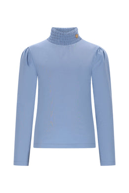 C508-5420 Smocked Collar Mockneck Shirt