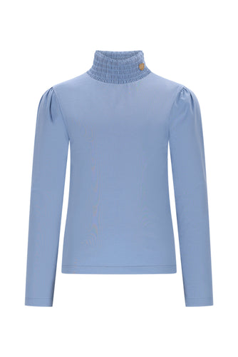 C508-5420 Smocked Collar Mockneck Shirt