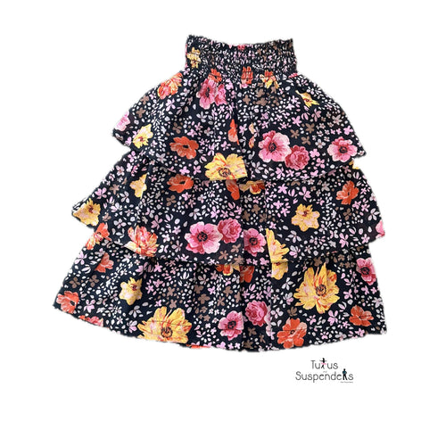 Ariella Pink Floral Multi Tiered Skirt J252-995