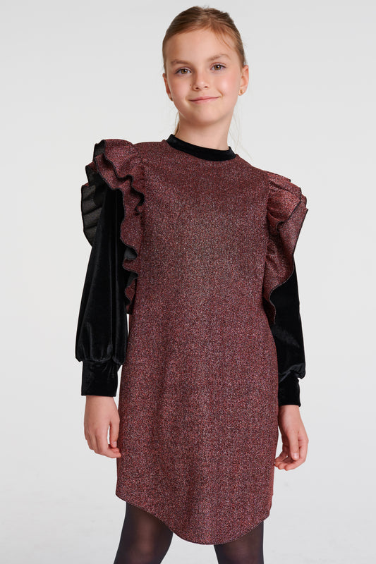 Rust Ruffle Sleeve Dress DSL0349