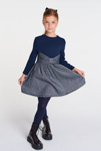Load image into Gallery viewer, Navy Shimmer Bow Waisted Dress DSL0463