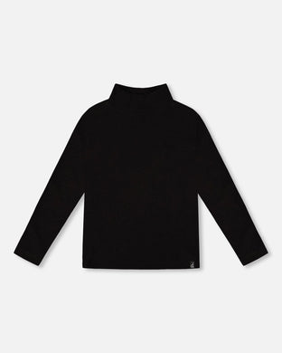 H20YG71 Brused Ribbed Mock Neck Top
