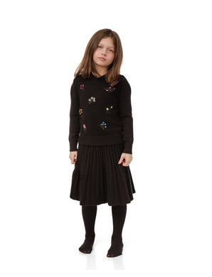 Black Sweater w/ Embroidered Flowers GW5095T-A