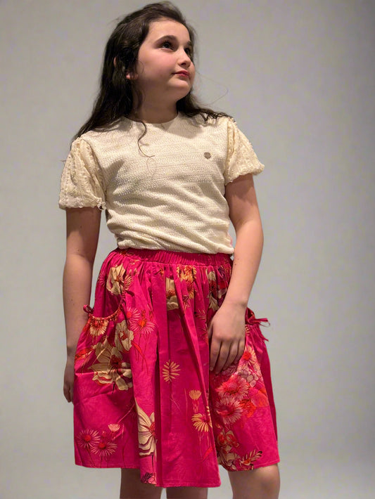 Fuschia Floral Pocket Skirt No.219