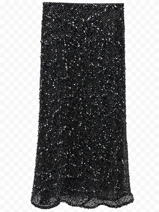 Leah Navy and Black Mesh Print Slip Skirt J262-6683